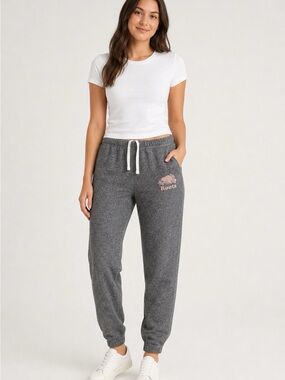 Roots Dark Gray Joggers with Light Pink Logo